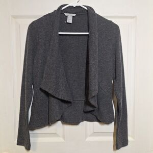 H&M Grey Wool Blend Cropped Draped Open Front Cardigan Minimalist Office Size S